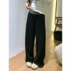 Большие размеры женские черные спортивные брюки драпированные летние толстые мм узкие прямые спортивные брюки повседневные маленькие широкие брюки