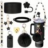 Cup Accessories 30 Oz 40 Oz Drum with Handle, Including Water Bottle Handle Strap, Candle Holder, Boots, Keychain, Straw Top Cover