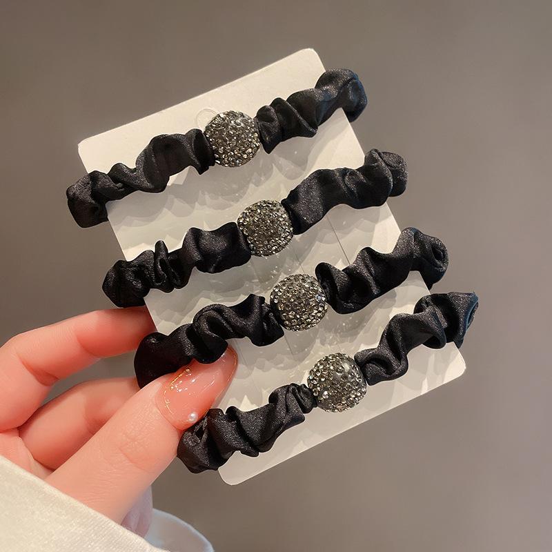 South Korea High-grade Sense Headline New Style Exquisite Large Intestine Hair Band Rubber Band Women's Pony Tail Ball Headwear Leather Jacket