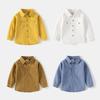2025 Boys' Double-Pocket Long-Sleeve Square-Collar Shirt