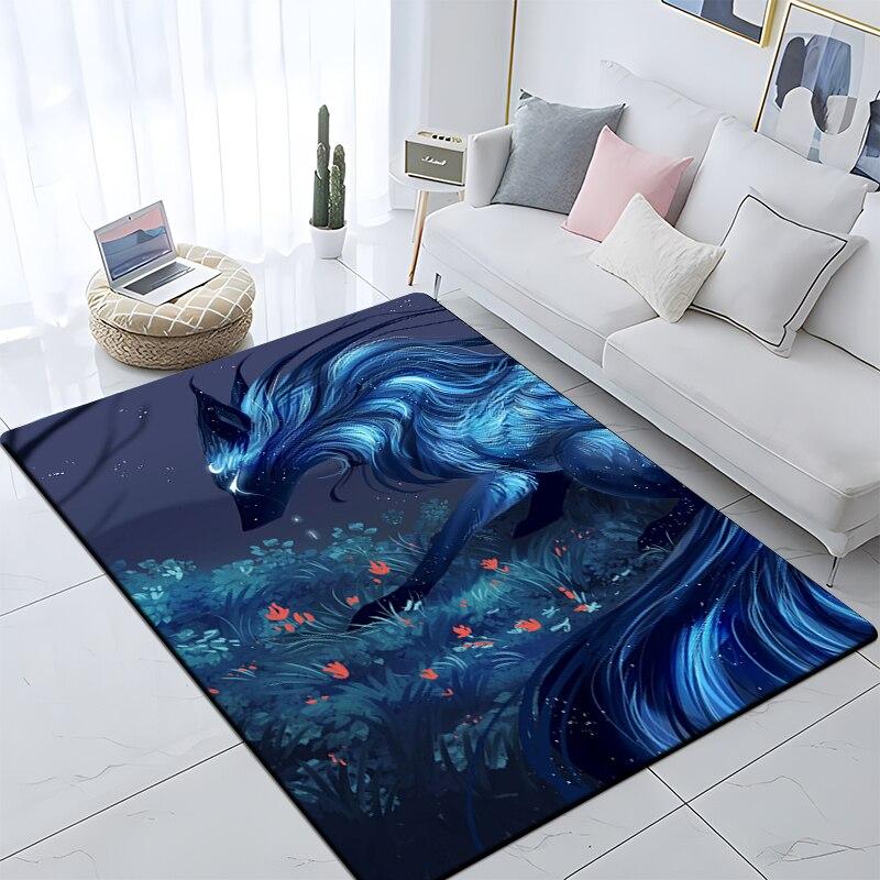 Art Animal Wolf 3D Print Carpets for Living Room Bedroom Decor Carpet Soft Flannel Home Bedside Floor Mat Play Area Rugs Gifts