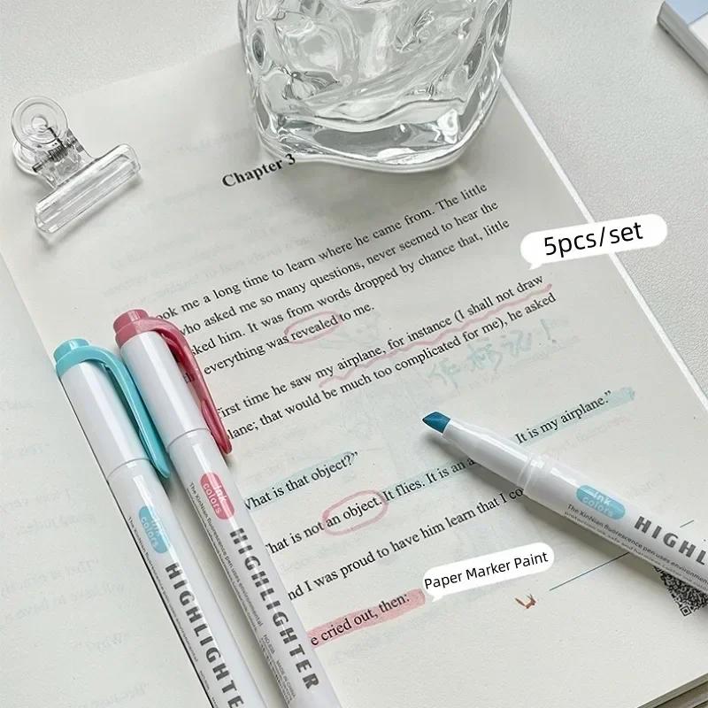 5 шт./компл., маркеры с двойной головкой, студенческие заметки, маркер для основного содержания, маркер для девочек, альбом для скрапбукинга, декор для журнала, стационарная ручка для рисования