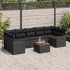 VidaXL 8-piece Garden Sofa Set with Cushions Black Poly Rattan Acacia 3356091