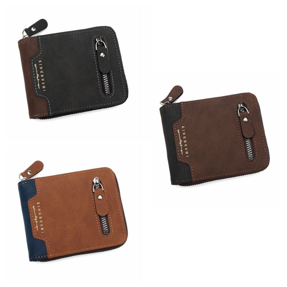 Large Capacity Men's Short Wallet Multi-position Card Holder Durable PU Leather Coin Purse Male