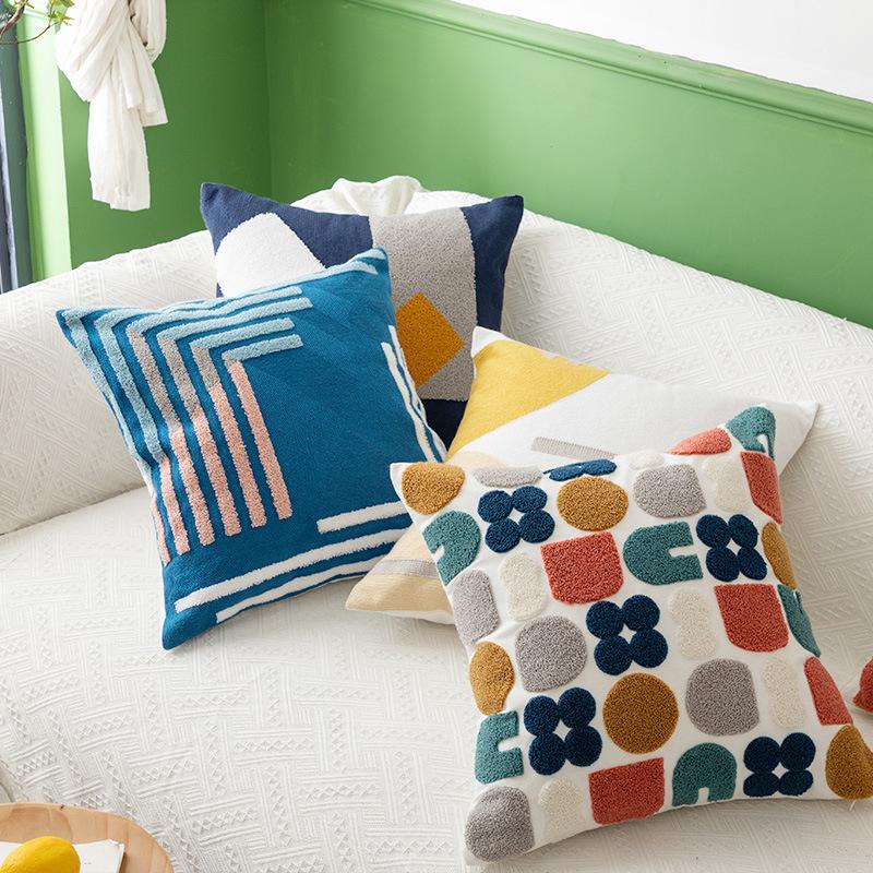 Embroidered Cushion Cover Throw Pillow Case Decorative Geometry Pillowcase For Bed Living Room Car Chair Sofa Decor