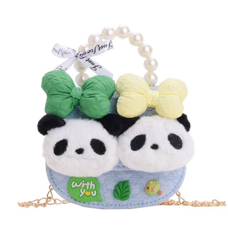 Charming Kids Crossbody Bag Featuring Cartoon Panda And Trendy Chain Design For Daily Use