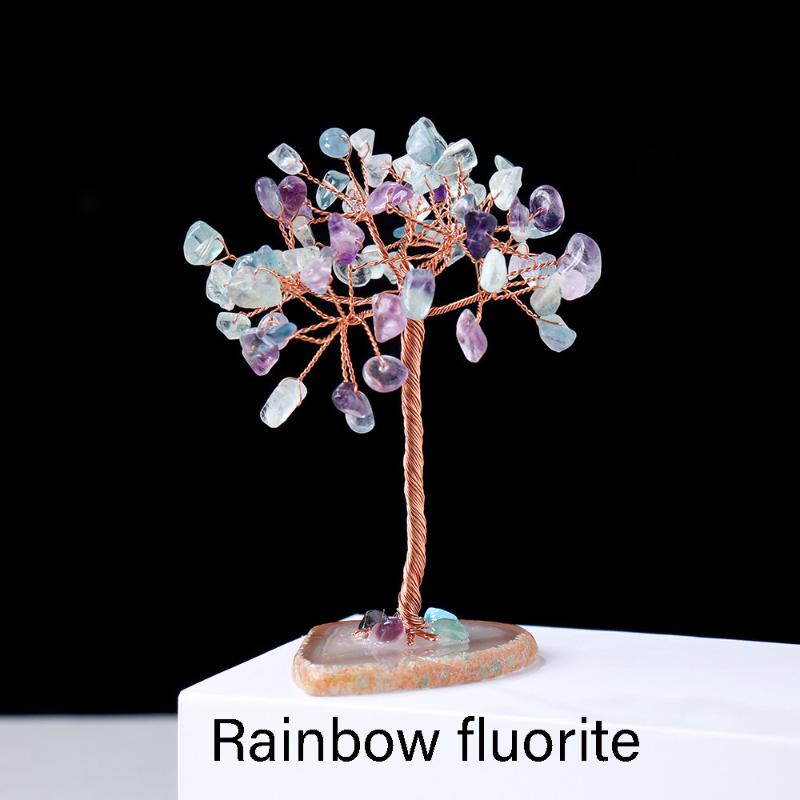 Healing Crystal Money Tree Super Mini Natural Gemstone Feng Shui Ornament for Living Room Table Home Decoration