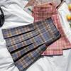 Women Mini Pleated Skirt Casual Loose Plaid Skirt Korean Style A-Line Skirt High Waist Skirt