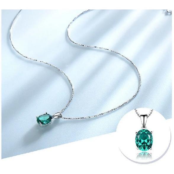 Серебряное колье 925 пробы для женщин, высококачественный драгоценный камень, овальная форма, простой синий изумруд, свадебная вечеринка, тонкое ювелирное изделие, подарок