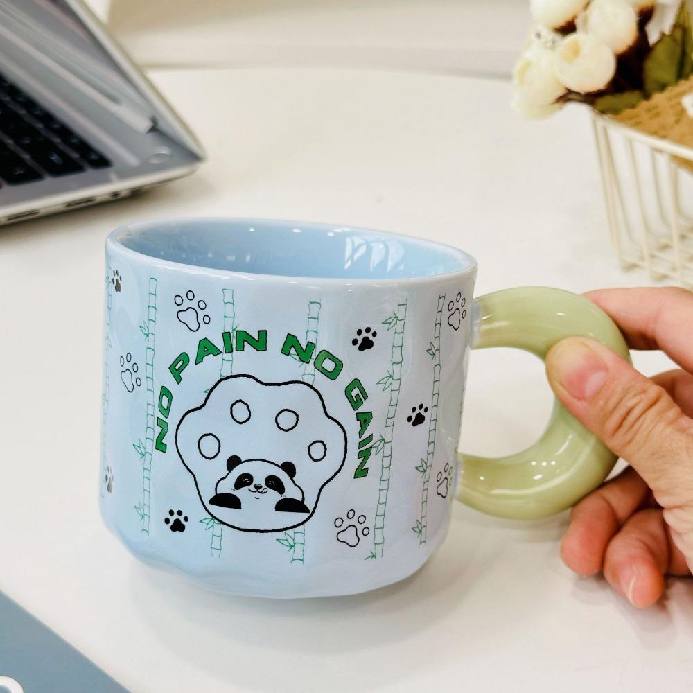 Cartoon Bear Embossed Ceramic Cup with Handle Single Cup Cute Girl Office Drinking Mug High Temperature Resistant Gift Cup
