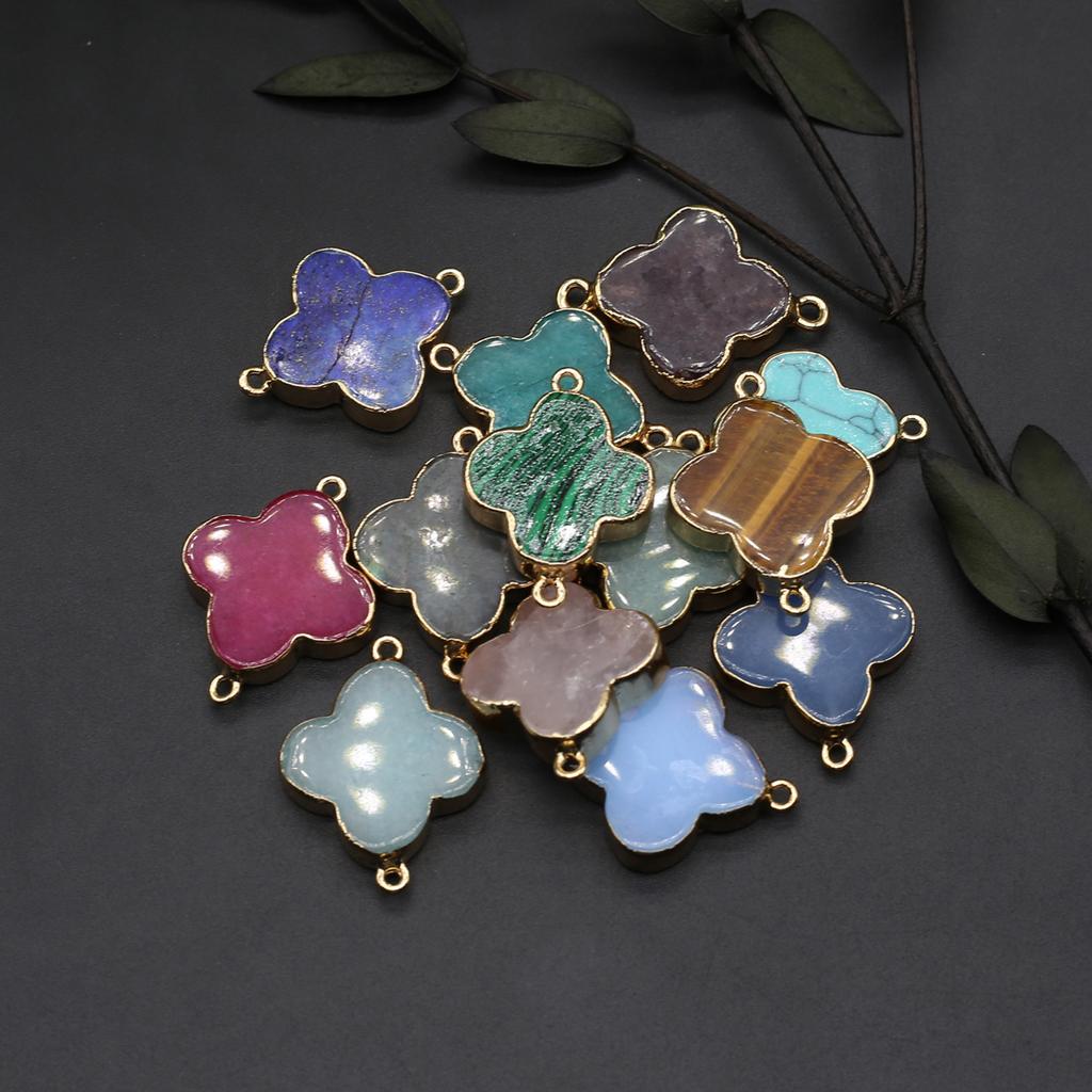 Necklace Connector Natural Stone Lapis Lazuli/Labradorite Quadrangle Connector For Jewelry Making DIY Necklace Bracelet Accessor