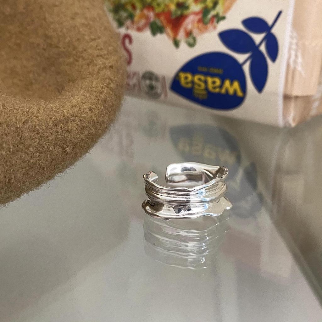 Кольцо со смайликом и открытым кружевом, посеребренное 2024 г. – простое, стильное, индивидуальное кольцо на указательный палец