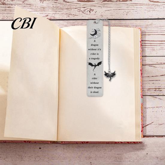 Unique Animal Bookmark Pterosaur Bookmark, Stainless Steel Fourth Wing Design Page Marker with Smooth Polished Black Tassel, Literary Gift for