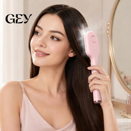Static Reducing Hair Comb Electric Spray Massage Brush, USB Rechargeable Misting Air Cushion Scalp Massaging Brush Anti-Frizz Detangler Steam for Dry