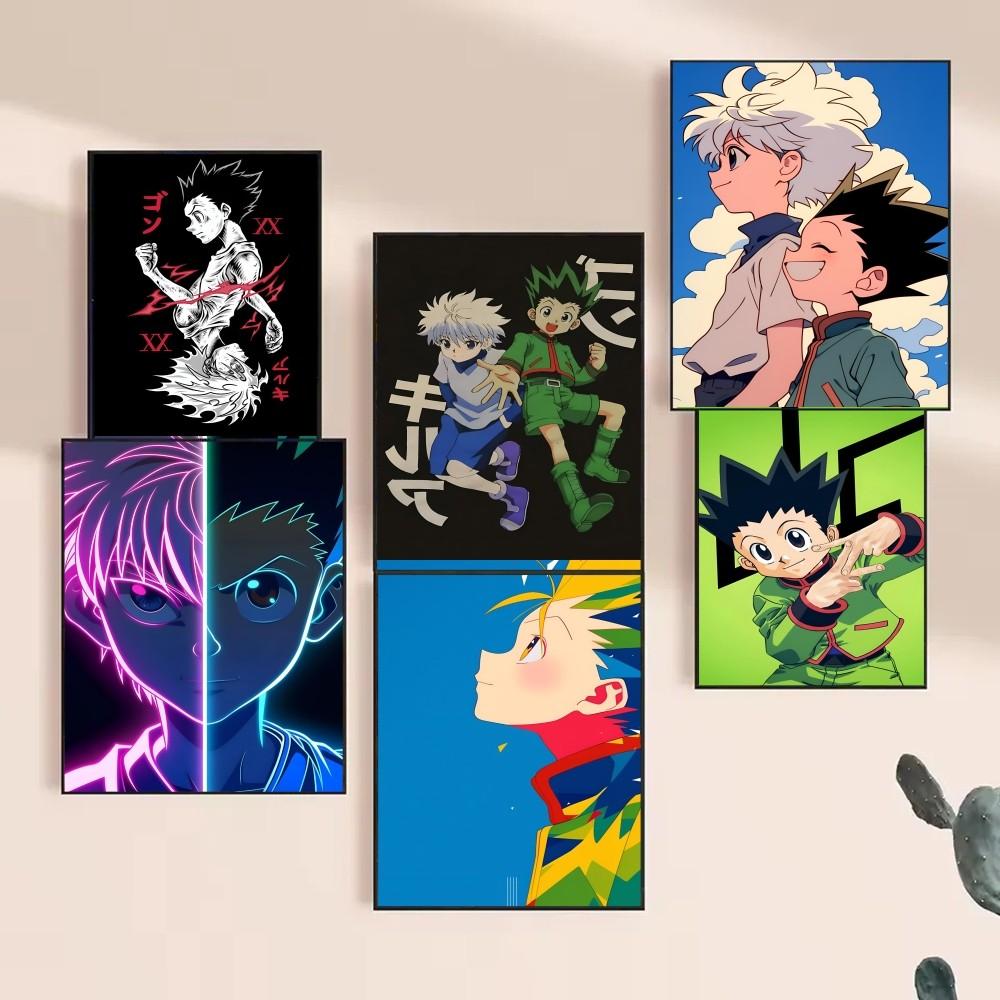 1 шт. Горячая популярная классическая аниме-плакат Gon Killua Hunter X Hunter HD-постеры для дома, комнаты, бара, кафе, декора, художественная настенная живопись, картина