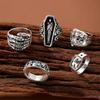 5Pcs Hip Hop Metal Ring Skull Palm Belt Ring Vintage Set Couple Finger Ring Jewelry Halloween Gift