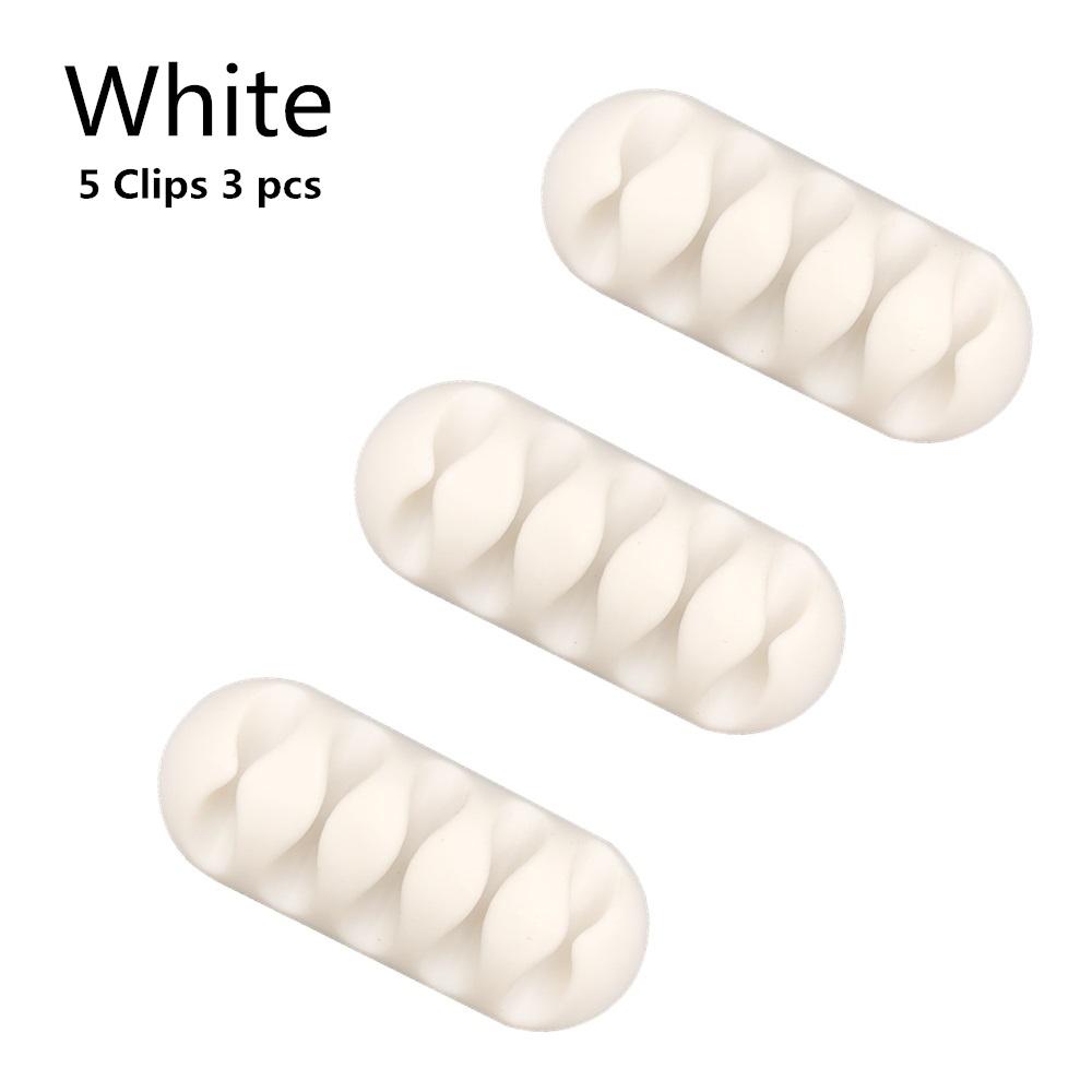 3pcs USB Cable Silicone Organizer Wire Winder Earphone Holder Cord Clip Phone Cables Tie Fixer Wire Management For Office Home