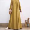 2024 Middle East Muslim Women's Puff Sleeve Dress with Zipper Placket and Elastic Cuffs