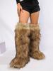 Cross-border Y2k Imitation Raccoon Fur Boots Long Tube Winter Ladies Winter Imitation Fur Fox Snow Boots Tall Boots
