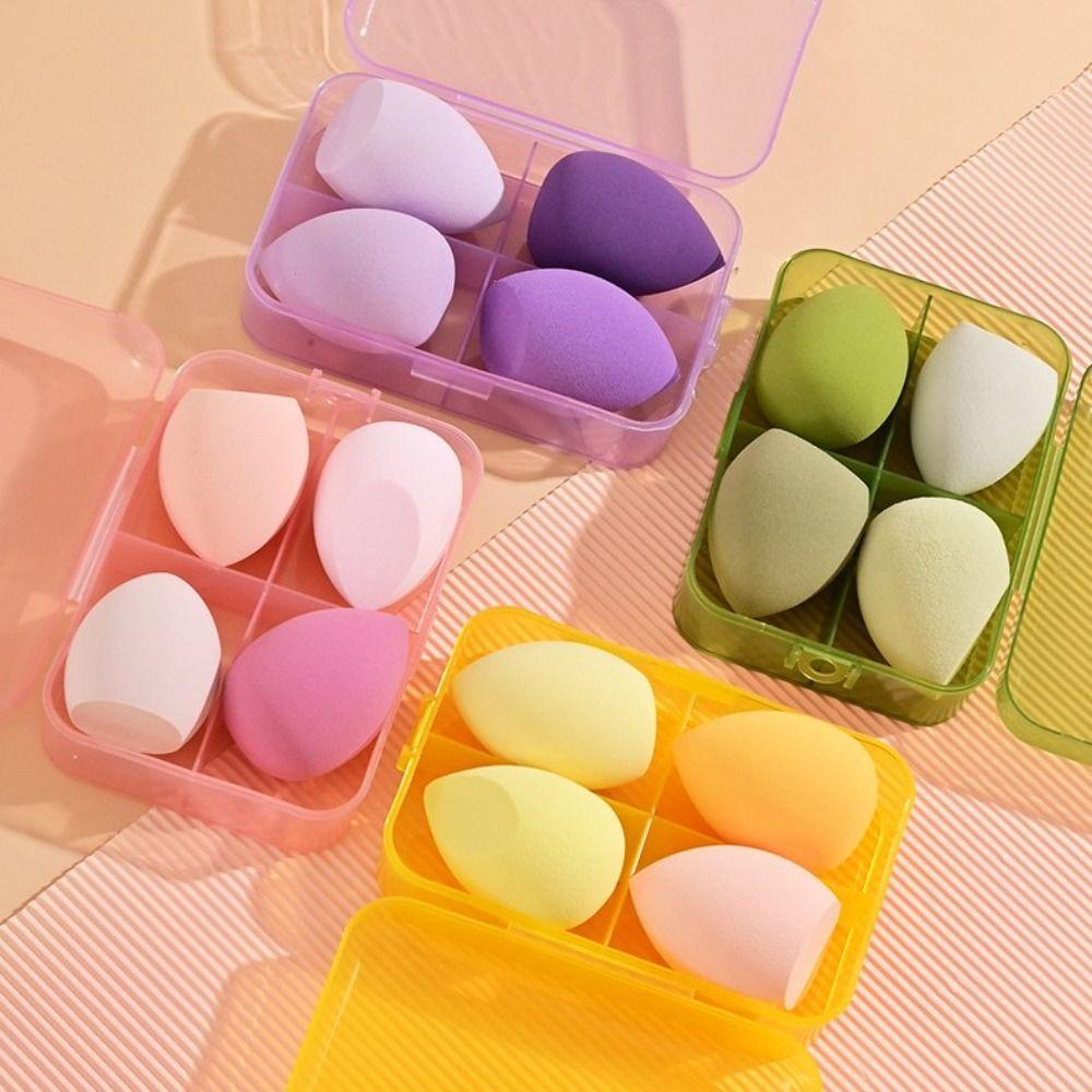 4Pcs Pro Foundation Sponge Powder With Box Cushion Puffs Soft Magic Brushes Makeup