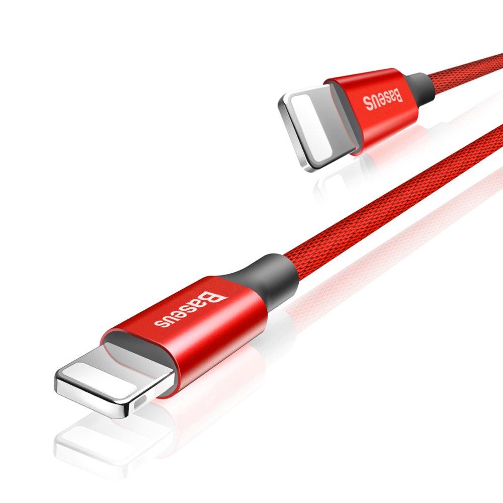 Fabric braided USB cable iPhone Lightning 18m red