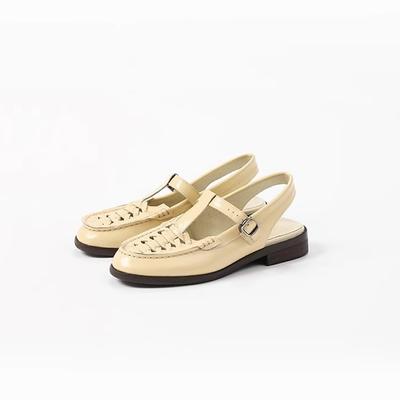 Женские босоножки с ремешком на пятке в стиле ретро ручной работы, женская дышащая кожа, обувь на низком каблуке, летние универсальные однотонные туфли с мягкой подошвой для женщин Zapato