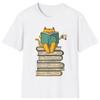 Кошка читает книгу Любитель чая Графическая футболка Унисекс Мягкий хлопок Короткий рукав Футболка