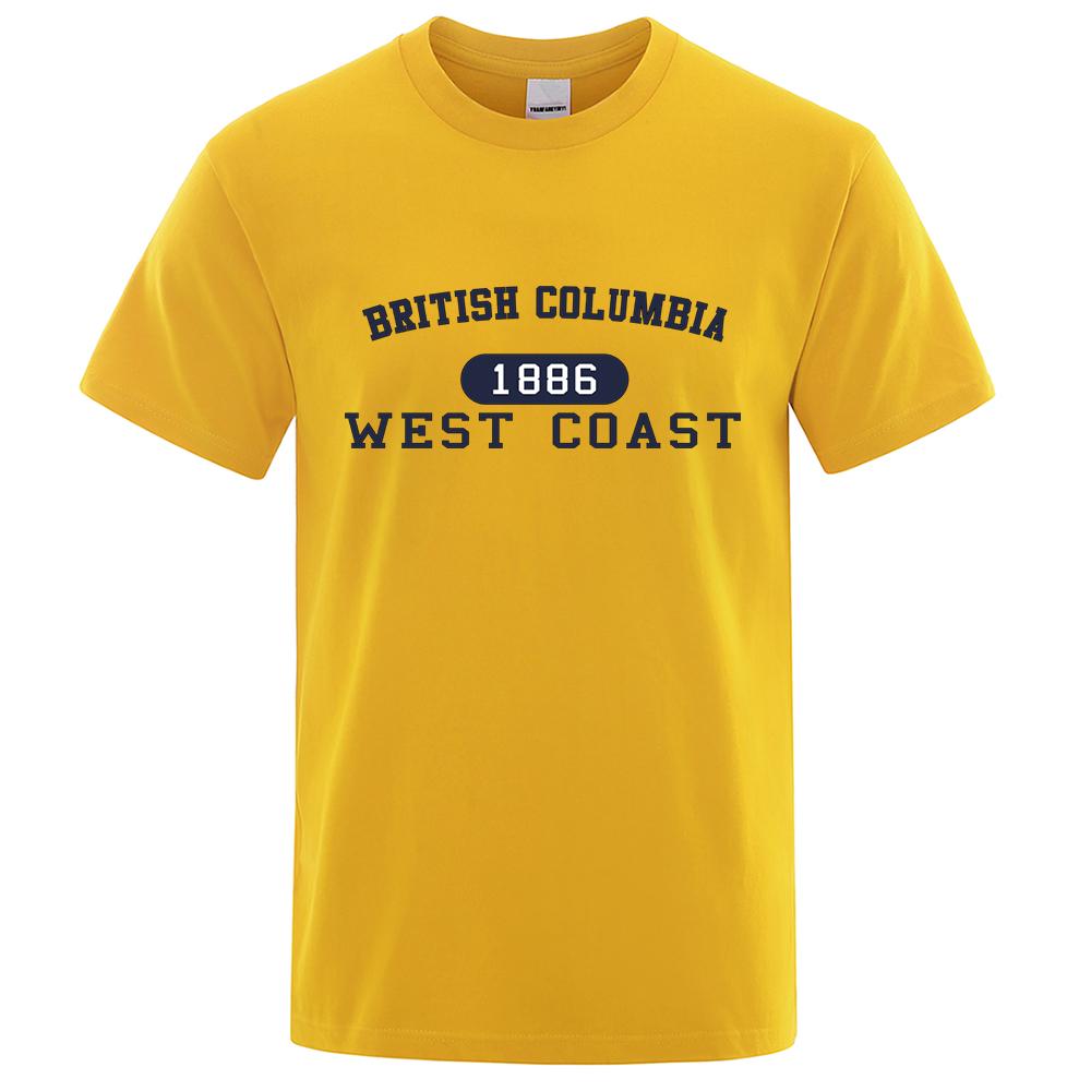 Британская Колумбия 1886 West Coast Letter Футболка Мужская Женская Модная Одежда Футболка Хлопок Короткий Рукав