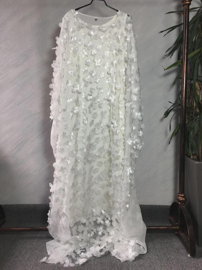 Вышитый сетчатый цветочный рукав «летучая мышь» большого размера халат и жилет для африканских женщин