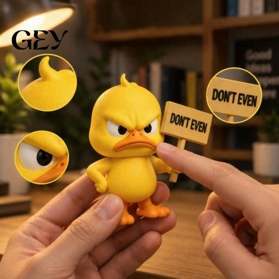 Sculpted Duck Gifts Angry Figurine Collection, Funny Yellow Desktop Ornament, Cute Grumpy Humorous Entryway Decor Statue for Home Office Car Dashboard
