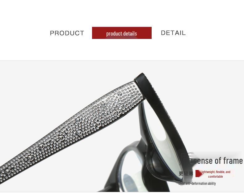 Cat Eye Rhinestone Anti-Blue Light Reading Glasses for Women - High-Definition, Stylish Design for Middle-Aged and Elderly
