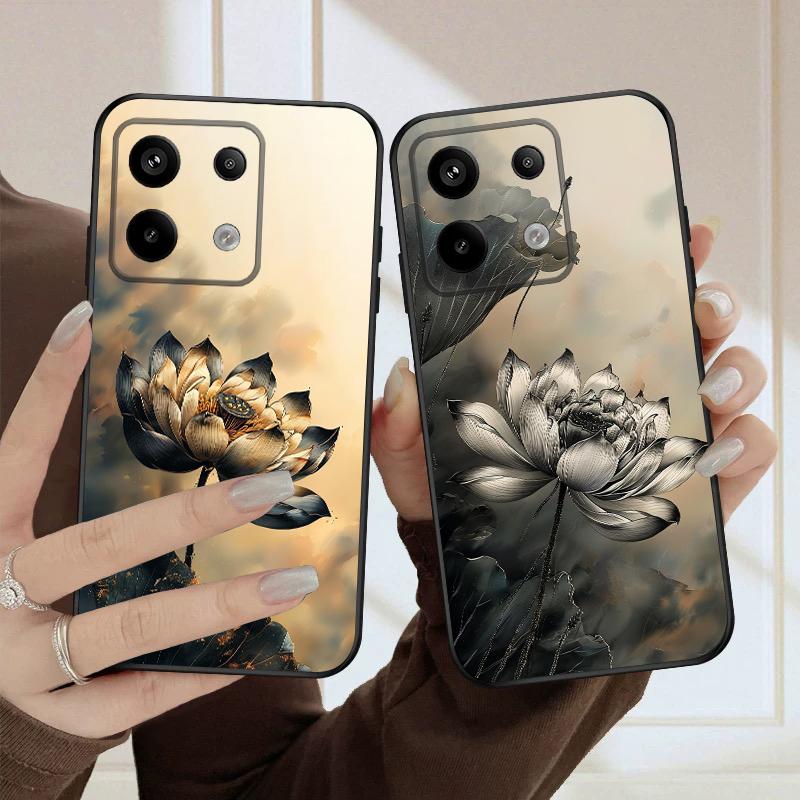Масляная живопись Лотос Для Redmi Note 9 9S 10 11 12 12S 13 Pro+ Plus 5G India 14 Pro 4G Global 14S 13C 14C силиконовый мягкий чехол для телефона