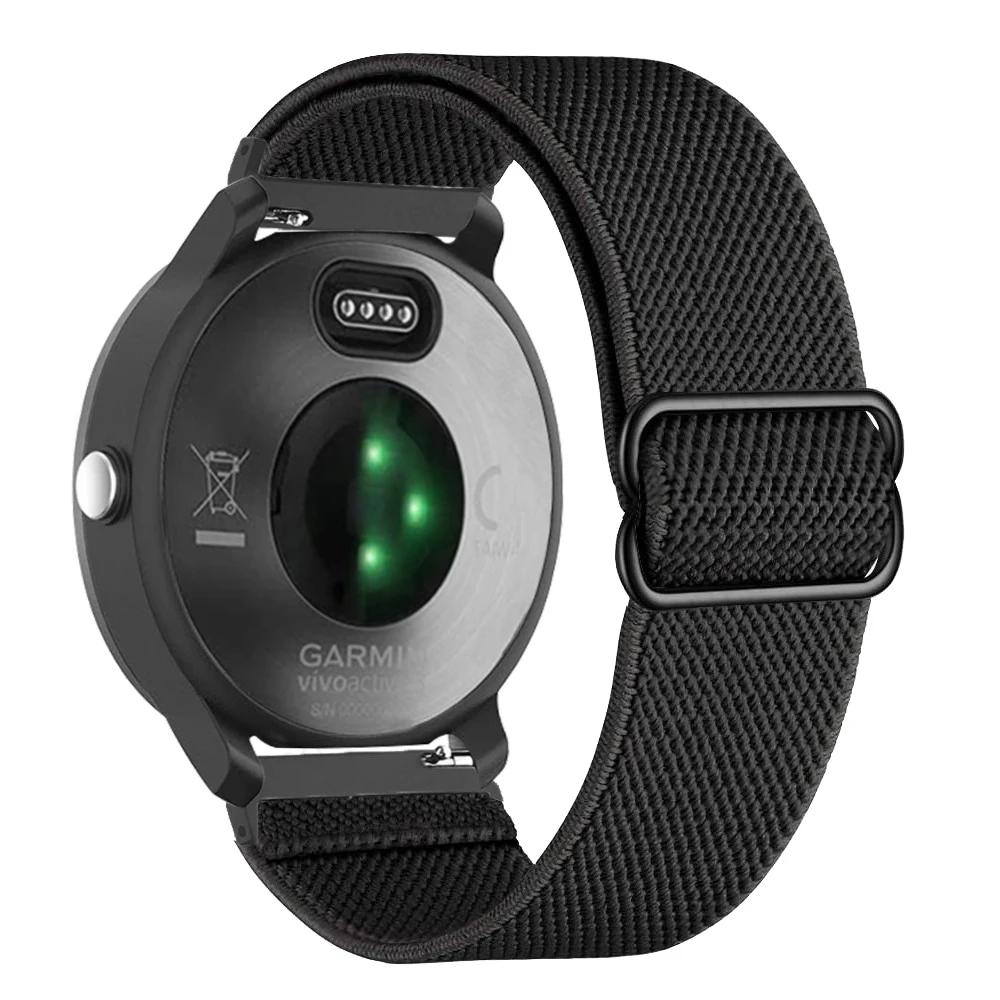 20 мм 22 мм нейлоновый ремешок для Garmin Vivoactive 4 3 HR, браслет для часов Venu 2 SQ Forerunner 645, эластичный браслет, Fenix 6 5 Pro