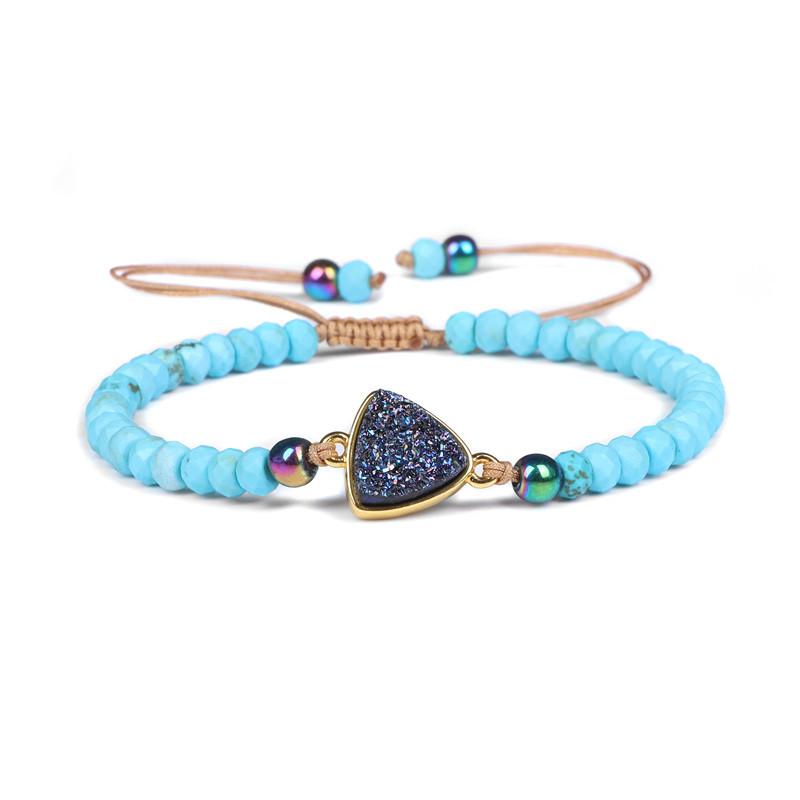 Ladies Bracelet Natural Stone Wheel Beads Friends Gift Crystal Cluster Adjustable Woven Starry Sky Moon And Heart Bracelet