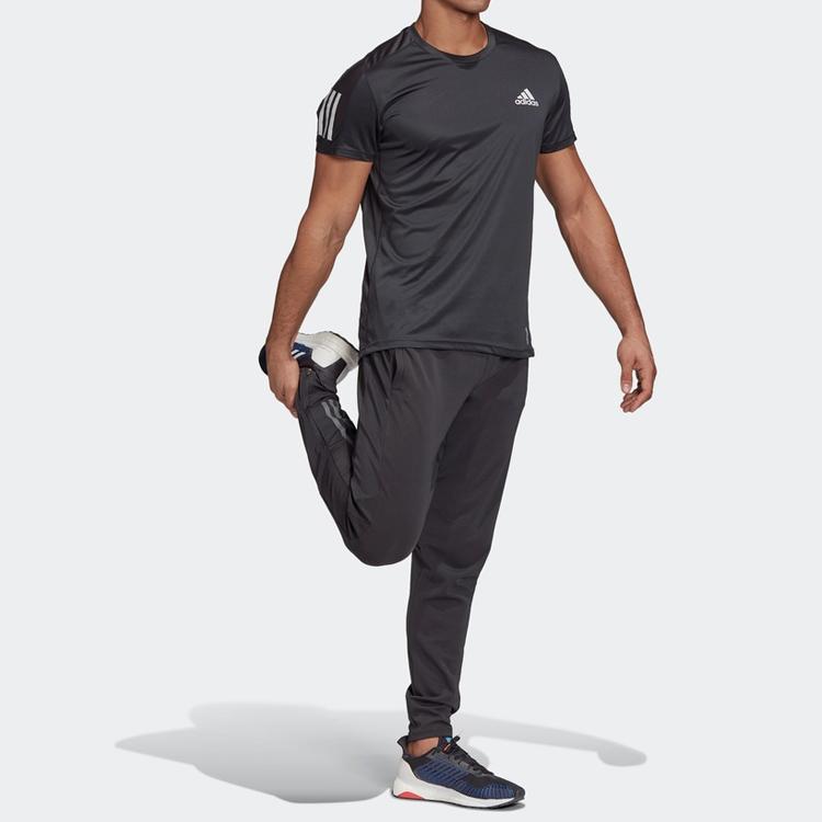 adidas Мужская футболка с коротким рукавом для бега, черная FS9799