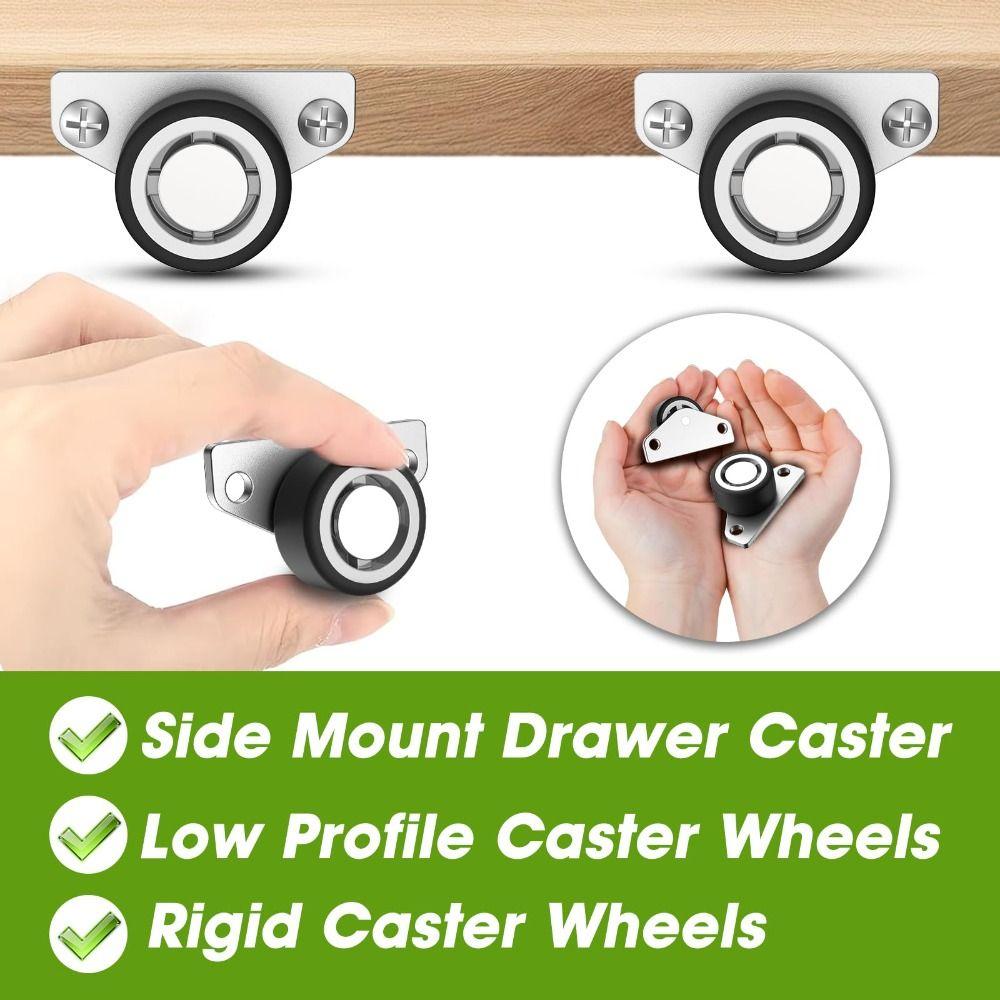 Universal Furniture Casters Rubber Swivel Casters Heavy Duty Mini Side Mount Caster Kitchen