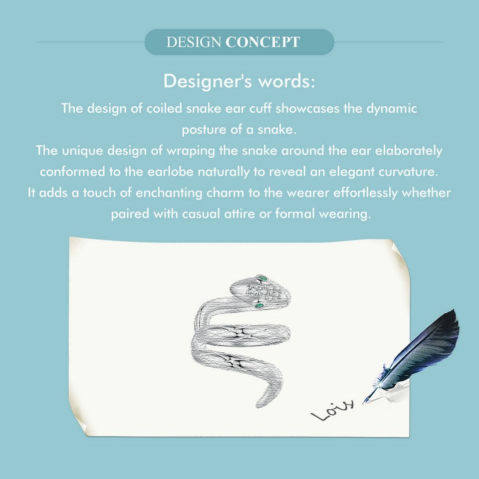 BAMOER 925 Sterling Silver Coiled Snake Ear Cuffs Unique Personalized Fashion Earring For Women Fine Jewelry
