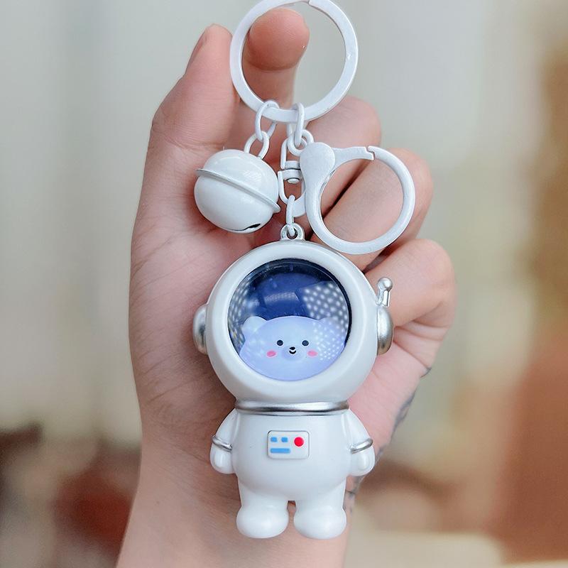 Creative Space Themed Night Light Keychain Astronaut and Glow in the Dark Bear Design for Couples Bags Backpacks and Gifts