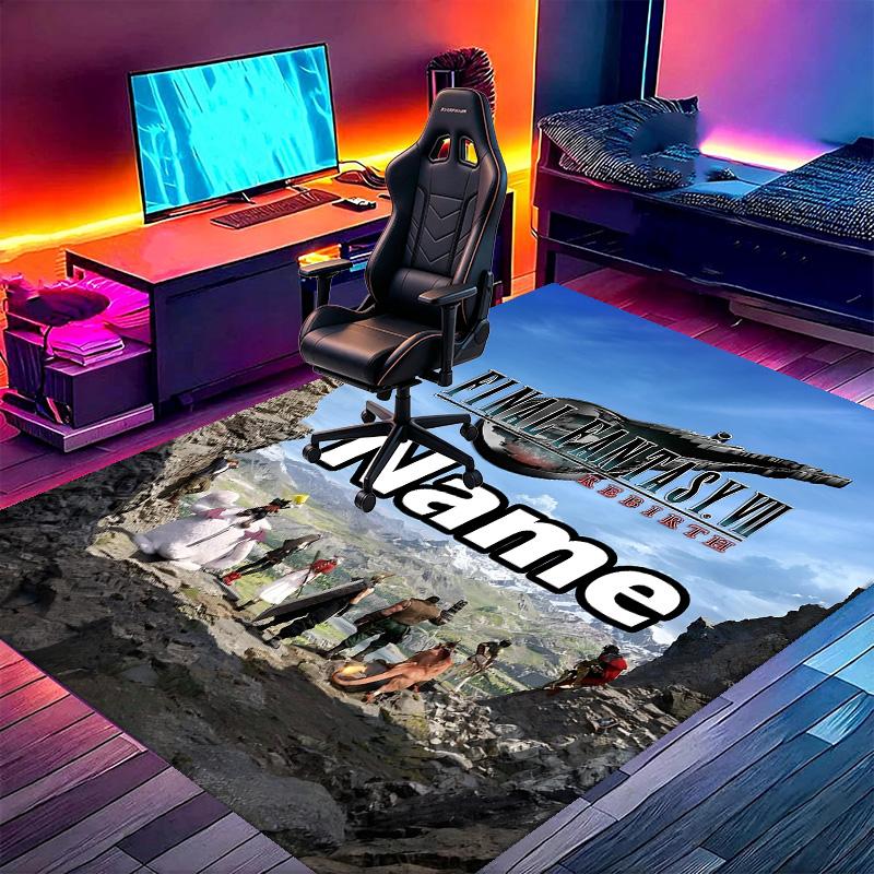 Custom Name Personalized Final Fantasy Print Carpet, Versatile Home Decor Rug, for Playroom, Apartment, Balcony, Entryway, Hallway Gift