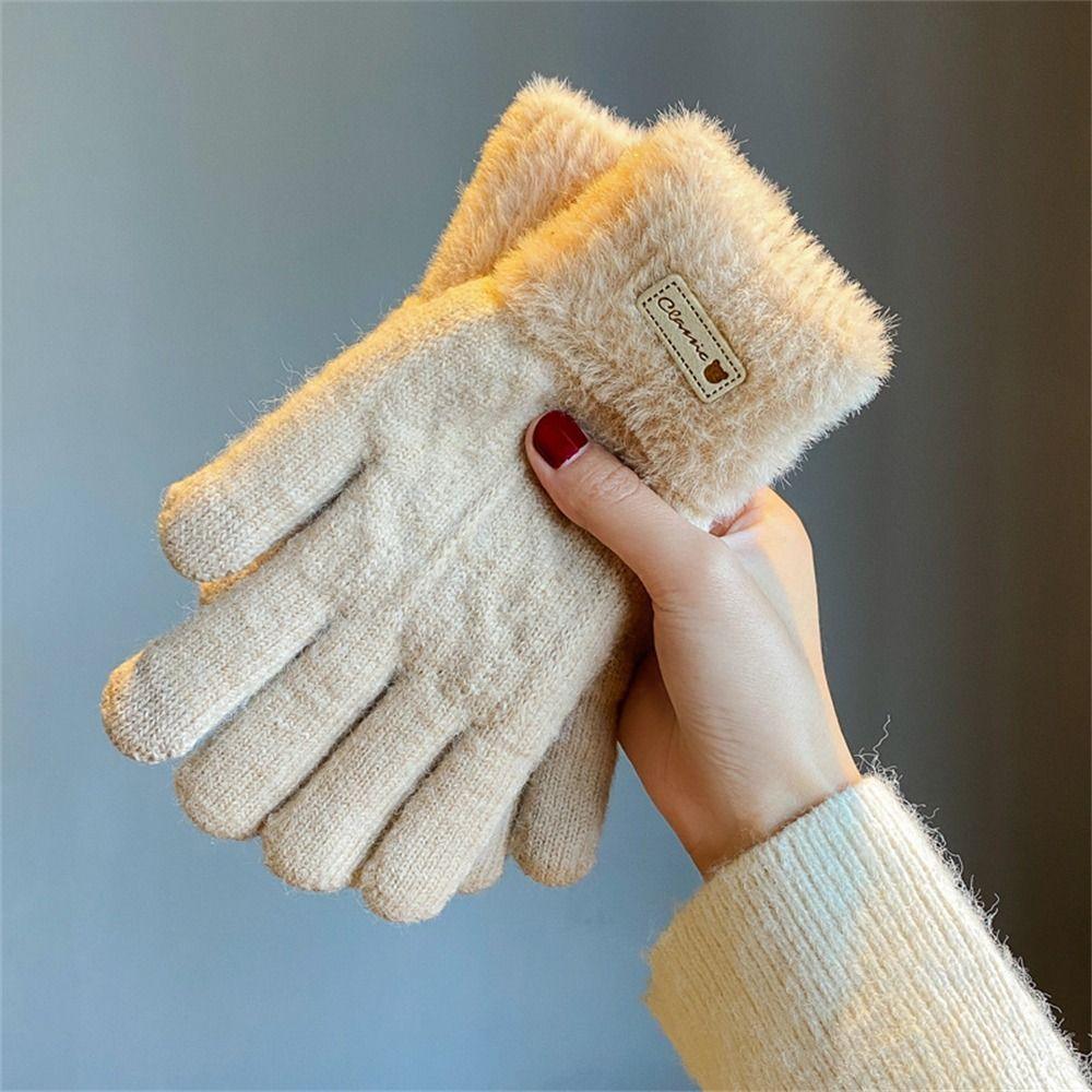 Windproof Warm Gloves Touch Screen Short Mittens Fashion Knitted Gloves  Autumn Winter