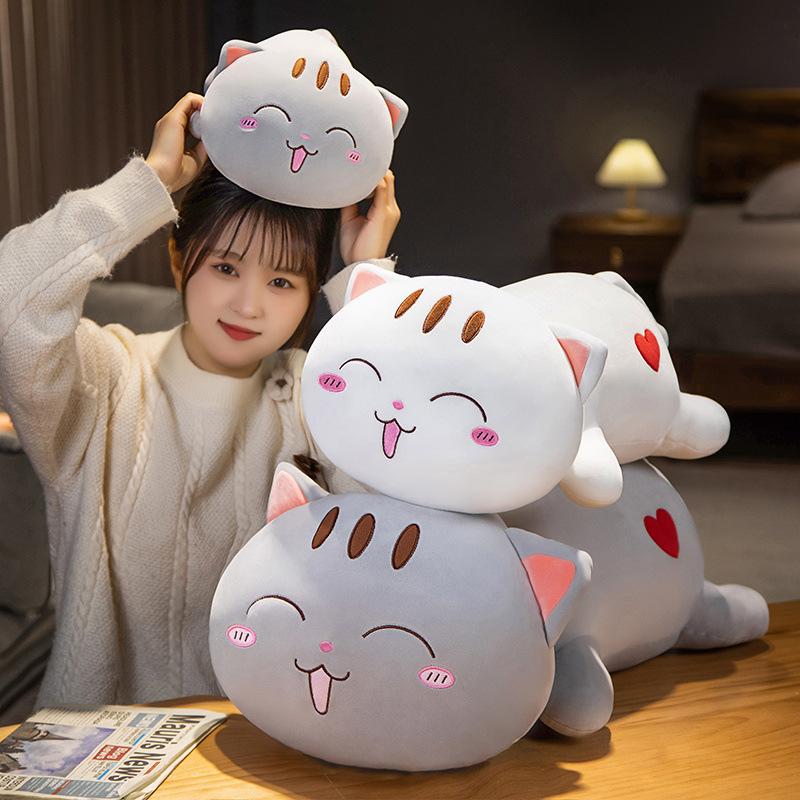 Кавайная плюшевая игрушка-лежащий кот, набитые милые ленивые куклы-кошки, милая подушка-животное, мягкая мультяшная подушка, подарки на день рождения для детей, декор для дома