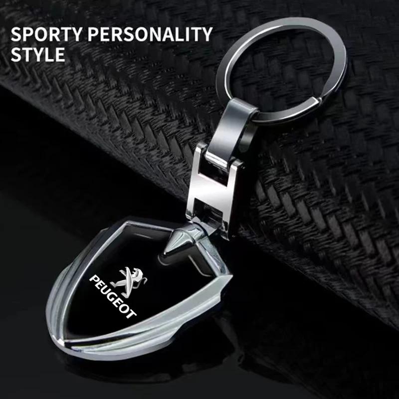 For Peugeot Car Emblem Stying Metal Key Rings Shield Shaped Keychain For Peugeot 407 508 2008 5008 307 308 3008 206 207 208 107