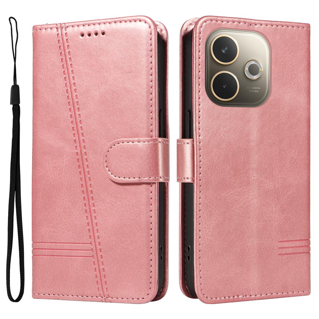 Для Oppo A5 Energy 5G (Китай)/Oppo A5 Pro 4G (Глобальный) Кошелек Чехол Т-образные линии Кожаный Чехол для телефона Подставка