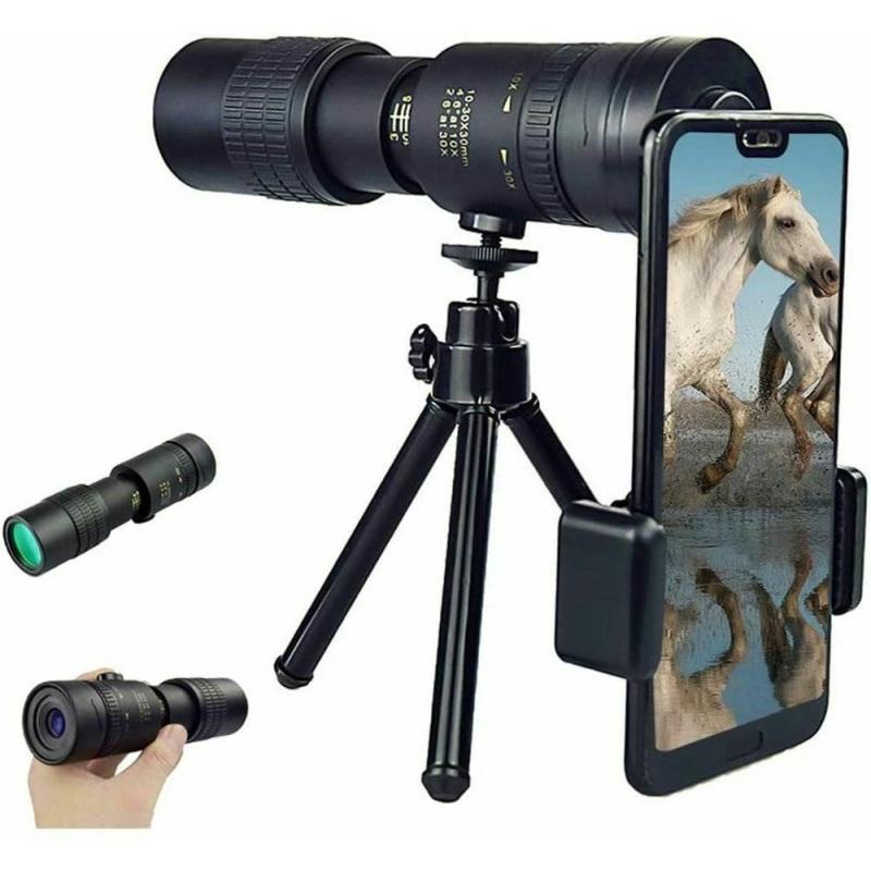 Портативный монокулярный телескоп, супер телеобъектив с зумом 10-300X40 мм, зажим для штатива, ночное видение