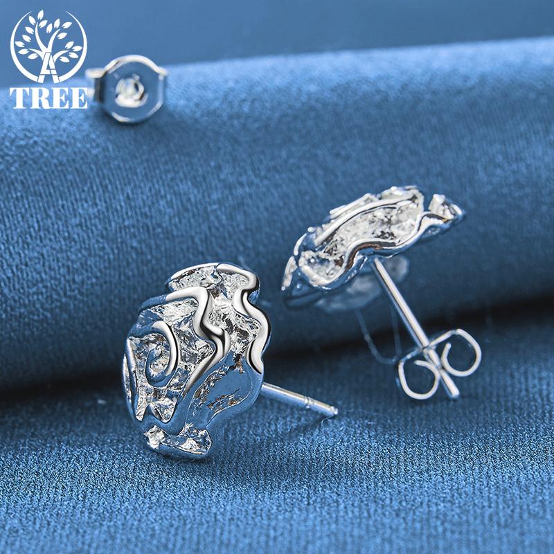 Ювелирные серьги-гвоздики из стерлингового серебра 925 пробы с розами и цветами