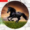 Уникальная деревянная табличка с узором черной бегущей лошади - Очаровательная круглая табличка для входной двери, настенный декор - Идеальный подарок для друга и семьи