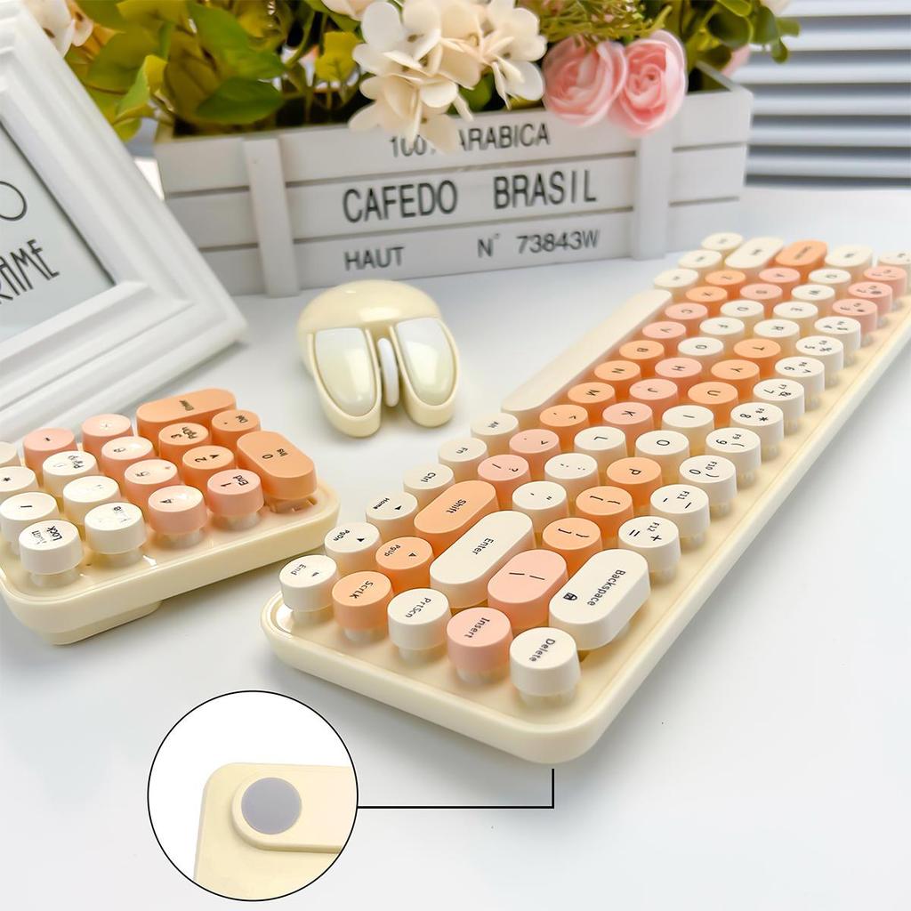 Mofii 3 In 1 Wireless Keyboard and Mouse 2.4G Keyboard and Mouse Kit Colorful Design Cute Retro Keyboard Kit With Keypad