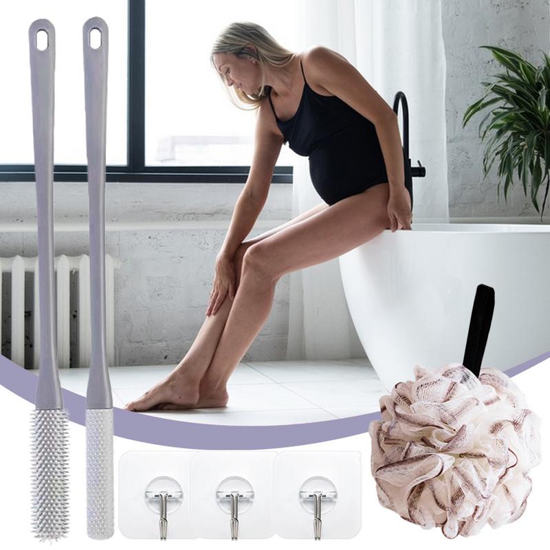 Щетка для чистки пальцев ног Силиконовая скраб-щетка для ног для душа с длинной ручкой Эргономичная мягкая чистящая щетка для ванны для чистки между