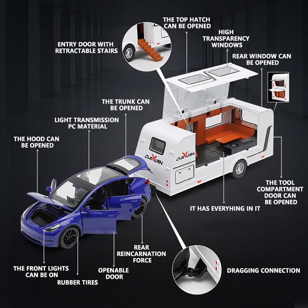 Масштаб 1/32 Tesla Model Y Caravan, металлический литой под давлением сплав, игрушечная модель автомобиля, грузовики для детей, игрушки, автомобили, коллекция для хобби