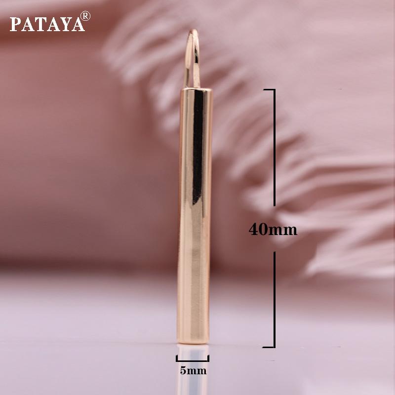 PATAYA Cylinder Style Drop Earrings Rose Gold Color Simple Generous Geometric Abstract Non-Mainstream HipHop Earring